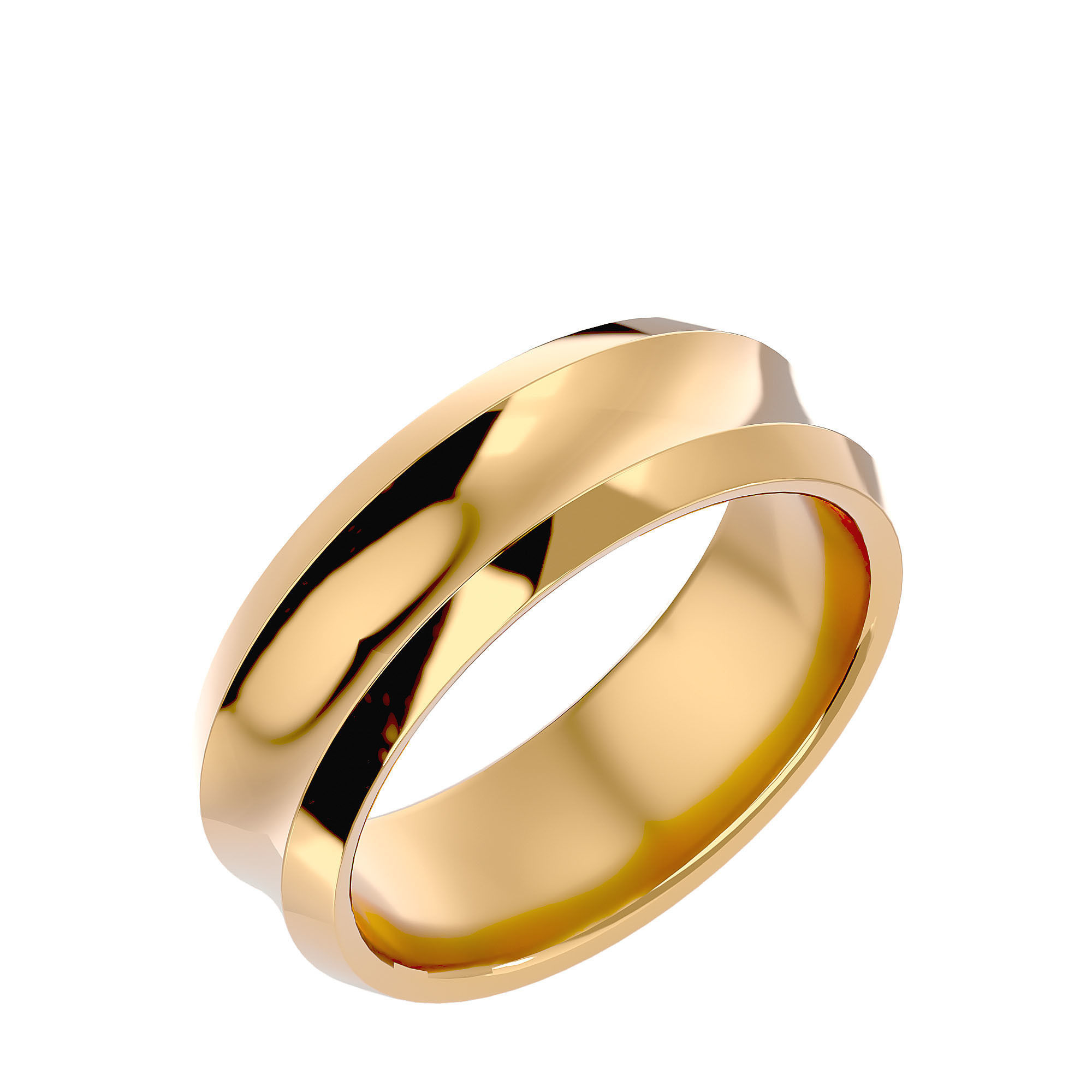 Plain Gold Wedding Engagement Band Ring with 360 Animation 3D print model_10