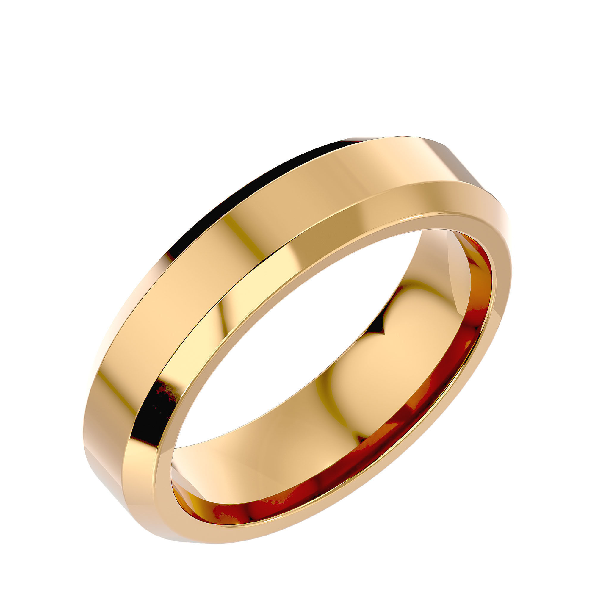 Plain Gold Wedding Engagement Band Ring with 360 Animation 3D print model_10