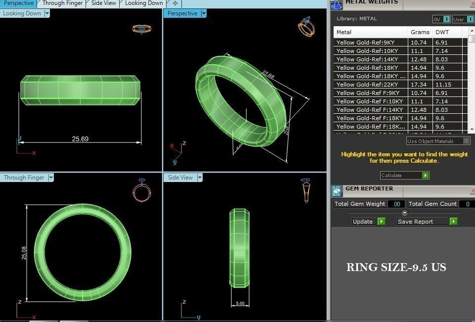 Plain Gold Wedding Engagement Band Ring with 360 Animation 3D print model_12