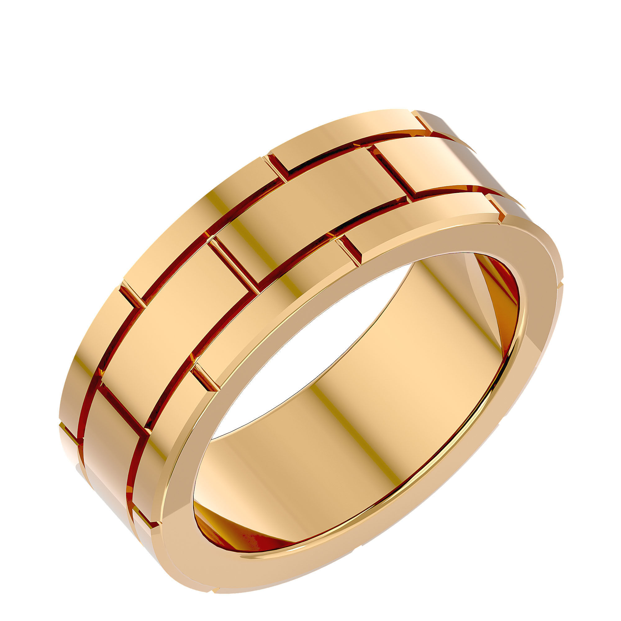 Plain Gold Wedding Engagement Band Ring with 360 Animation 3D print model_10