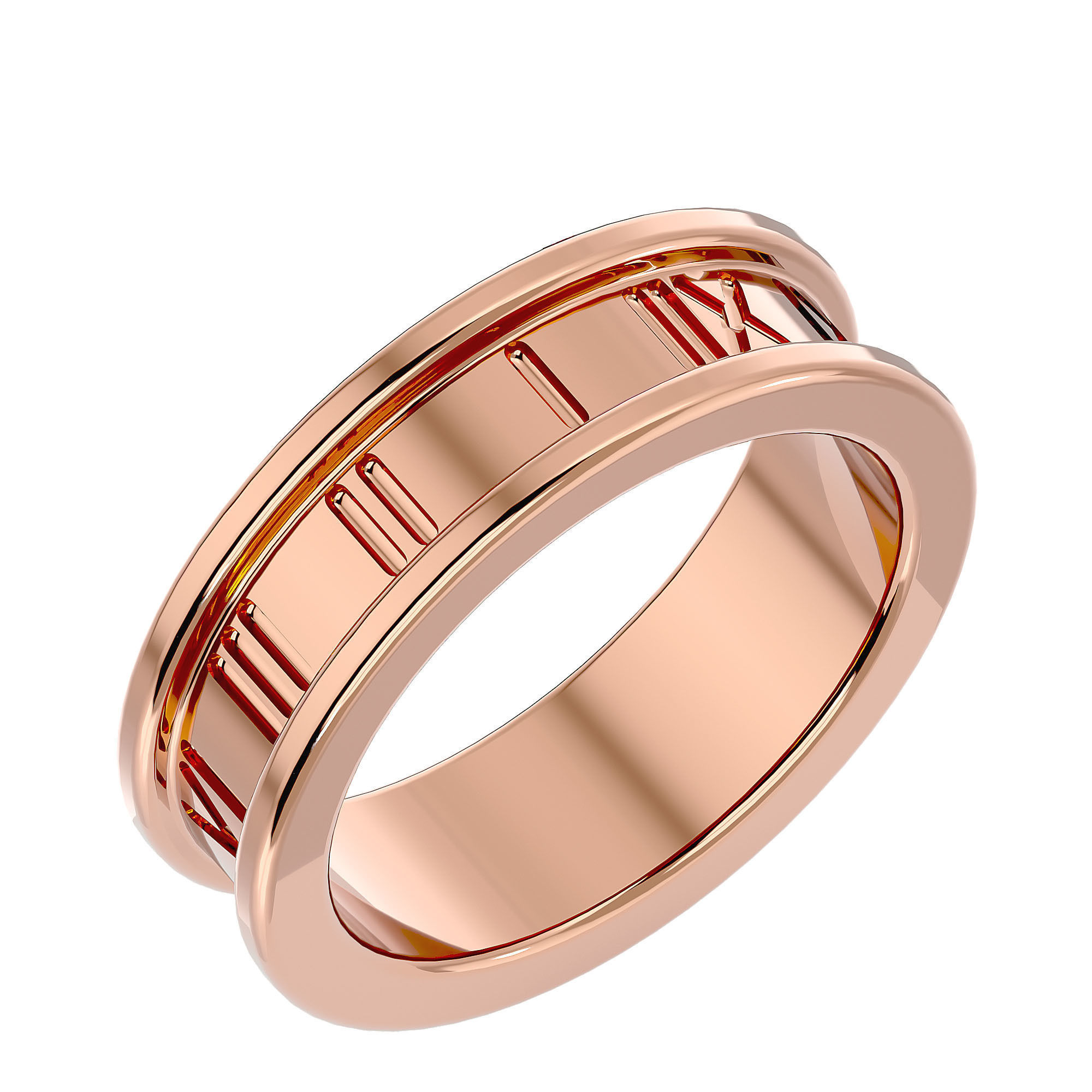 Plain Gold Wedding Engagement Band Ring with 360 Animation 3D print model_11