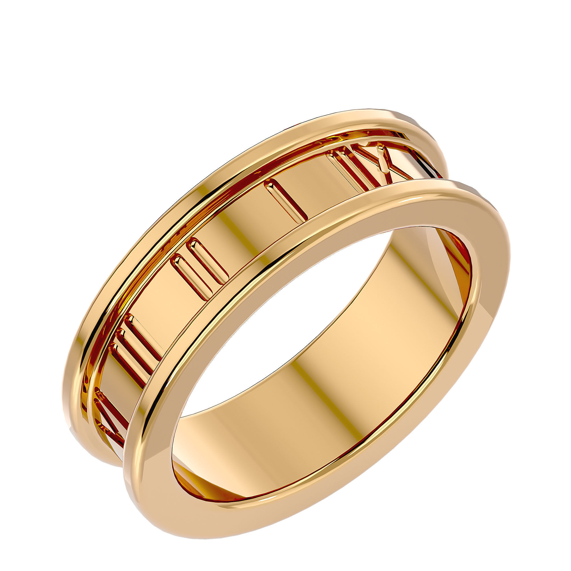 Plain Gold Wedding Engagement Band Ring with 360 Animation 3D print model_10