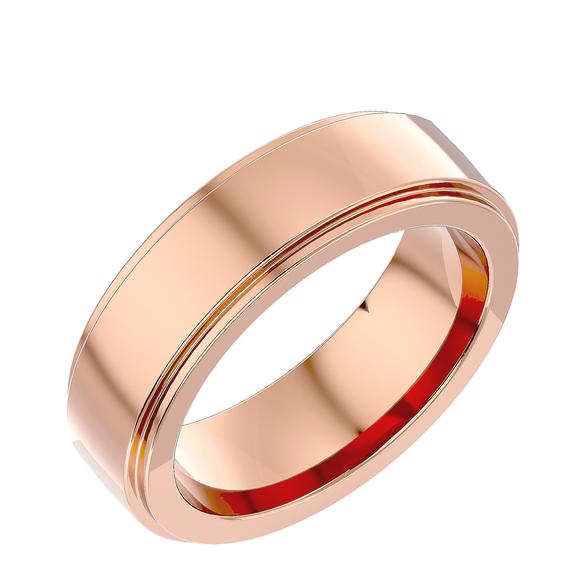 Plain Gold Wedding Engagement Band Ring with 360 Animation 3D print model_11