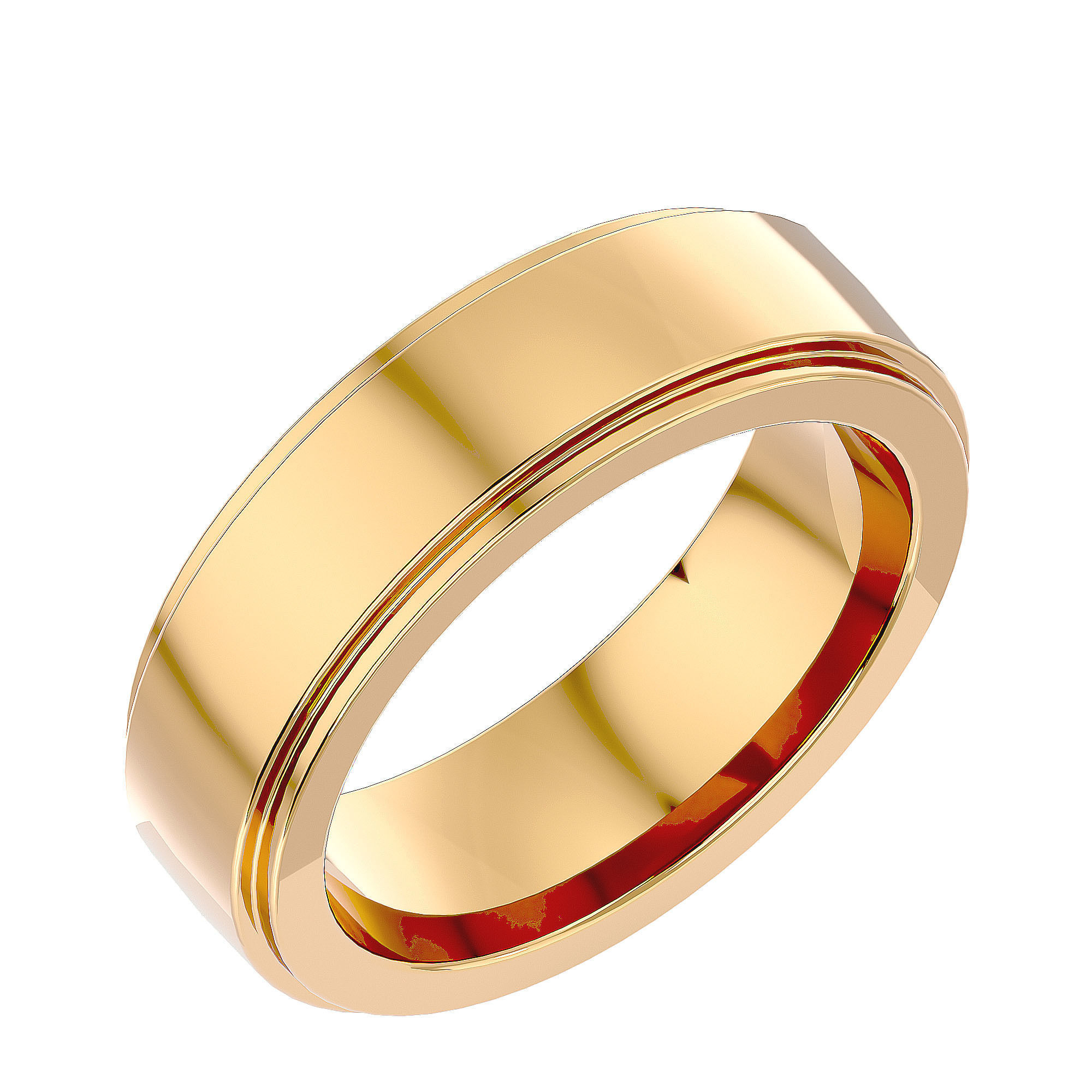Plain Gold Wedding Engagement Band Ring with 360 Animation 3D print model_10