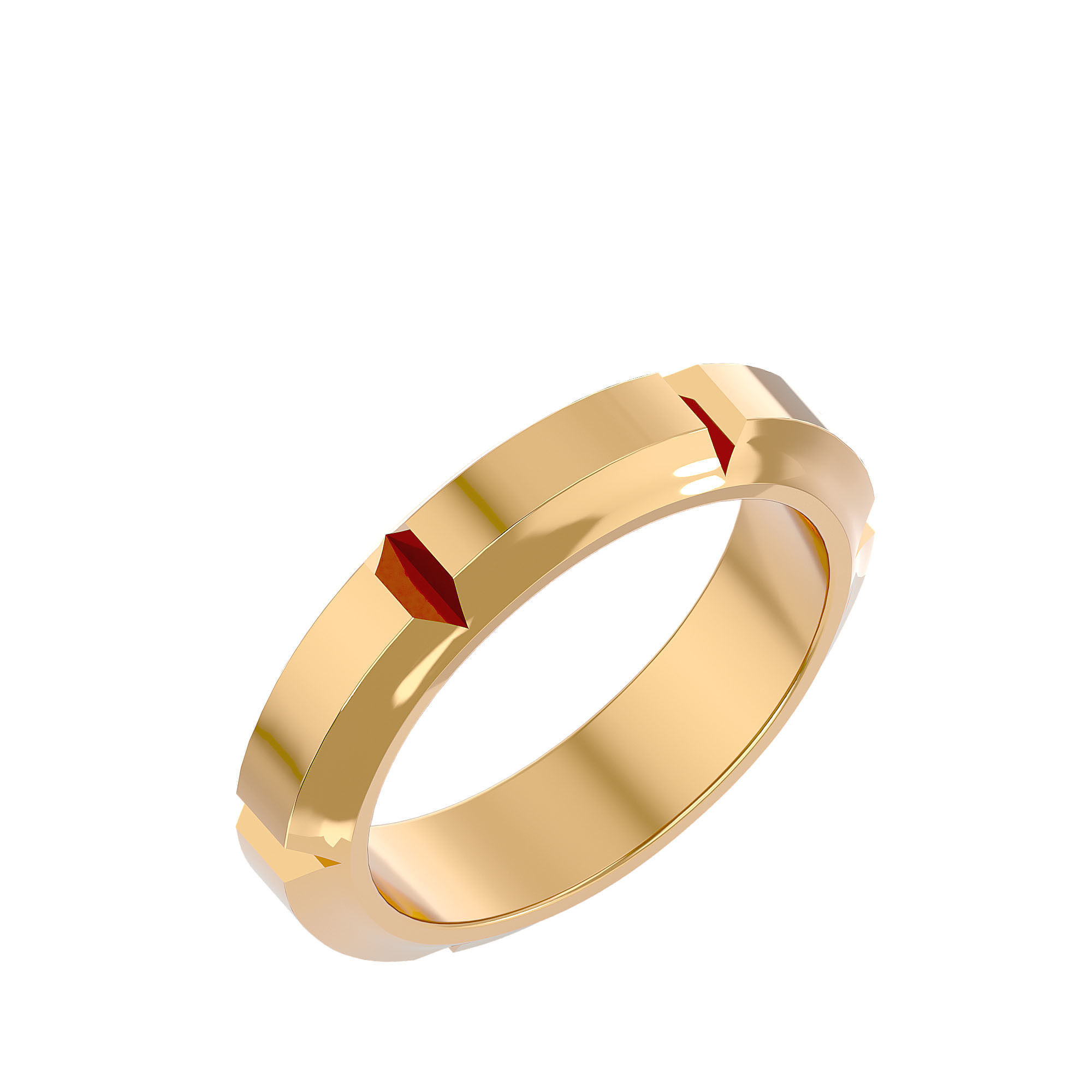 Plain Gold Wedding Engagement Band Ring with 360 Animation 3D print model_10