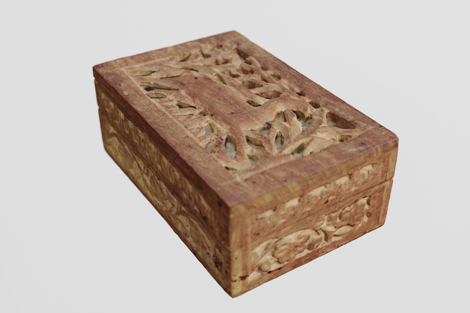 Wooden Ornament Box Hand Carved Deer 3D scan PBR 4K textures Low-poly 3D model_4