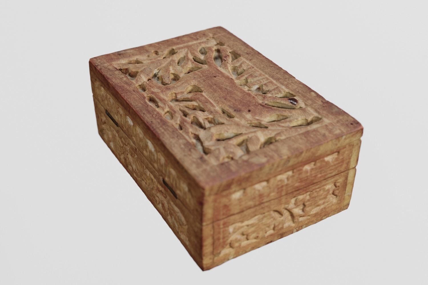 Wooden Ornament Box Hand Carved Deer 3D scan PBR 4K textures Low-poly 3D model_2