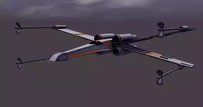 The X Wing star wars - fighter flying in sky