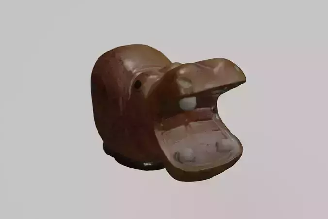 Wooden Hippo Ornament Carved Toy 3D scan PBR 4K textures