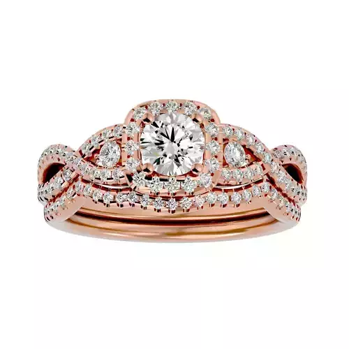 Solitaire Wedding Engagement Ring with Band 360 view 3D print model