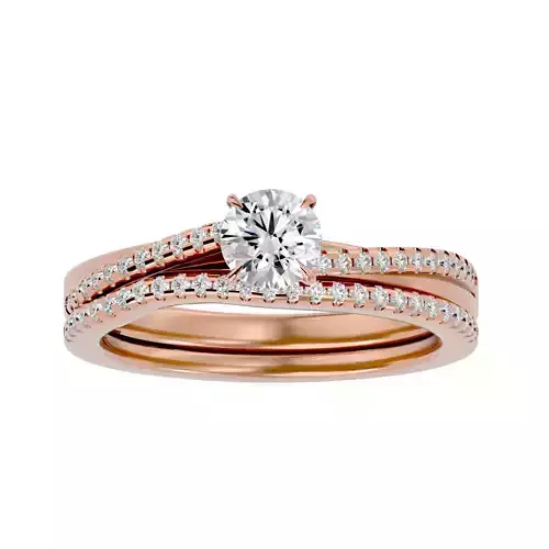Solitaire Wedding Engagement Ring with Band 360 view 3D print model