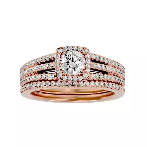 Solitaire Wedding Engagement Ring with Band 360 view 3D print model