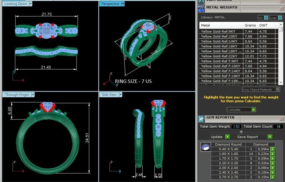 Solitaire Wedding Engagement Ring with Band 360 view 3D print model_4