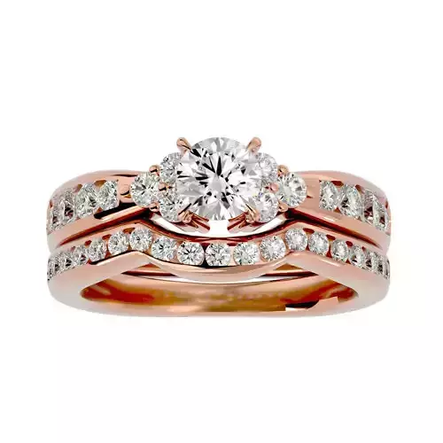 Solitaire Wedding Engagement Ring with Band 360 view 3D print model