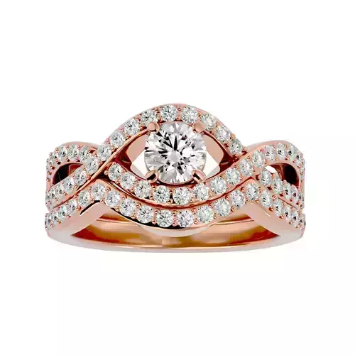 Solitaire Wedding Engagement Ring with Band 360 view 3D print model