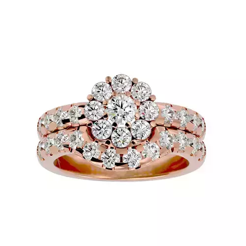 Solitaire Wedding Engagement Ring with Band 360 view 3D print model