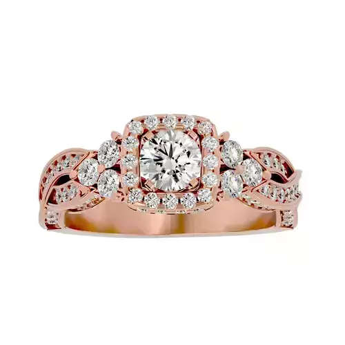 Solitaire Wedding Engagement Ring with Band 360 view 3D print model