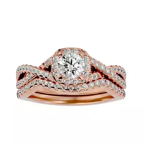 Solitaire Wedding Engagement Ring with Band 360 view 3D print model