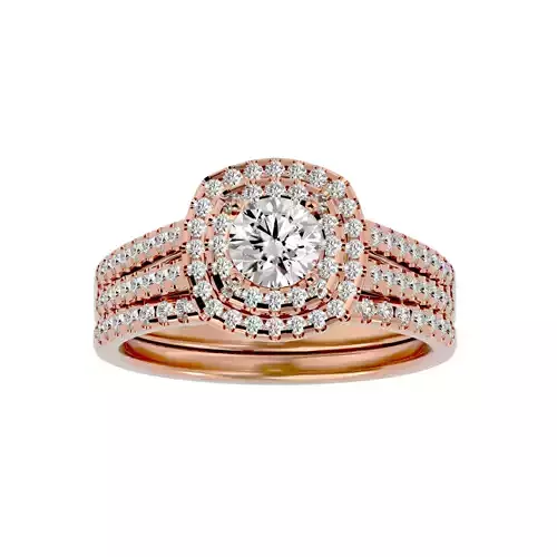 Solitaire Wedding Engagement Ring with Band 360 view 3D print model