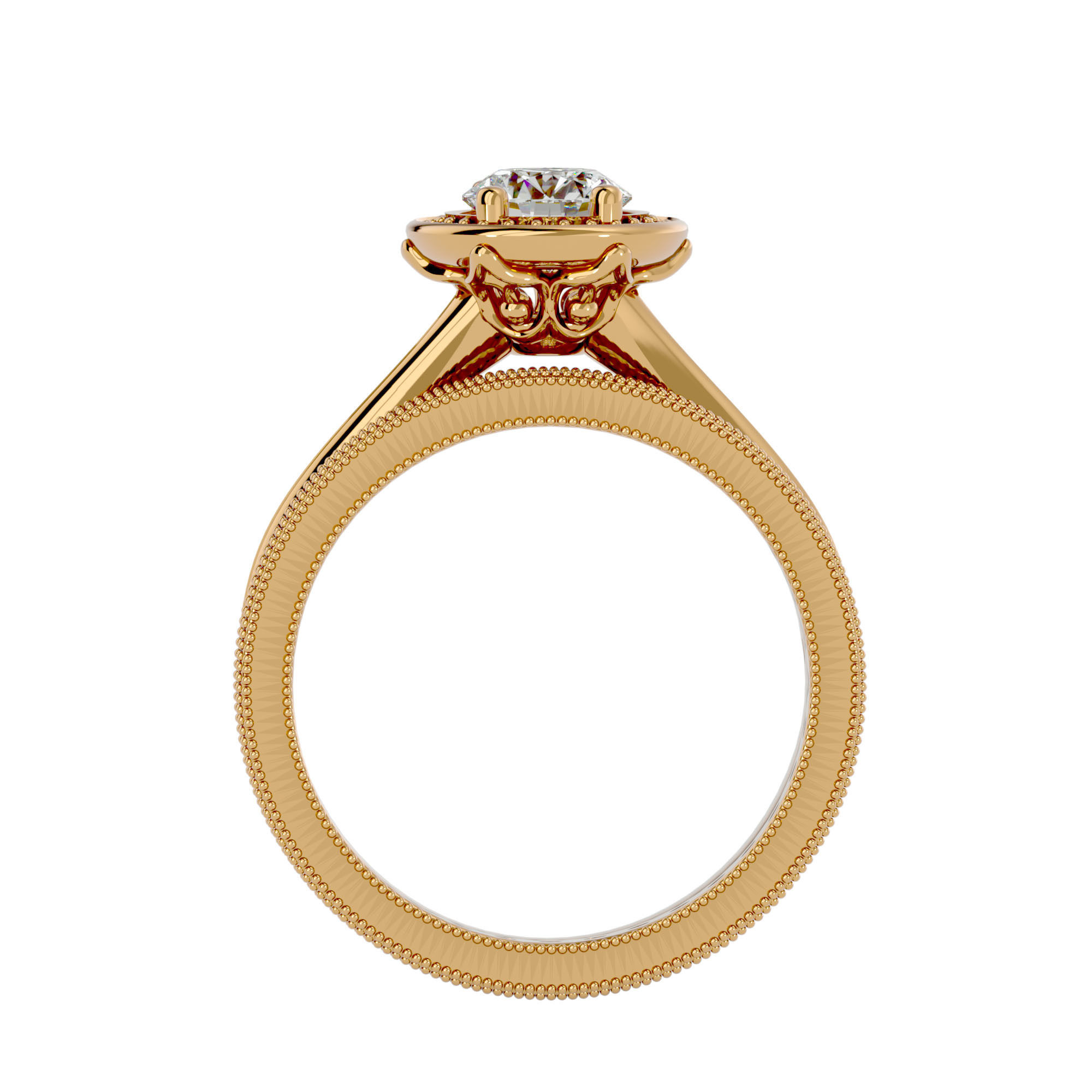 Solitaire Wedding Engagement Ring with Band 360 view 3D print model_6