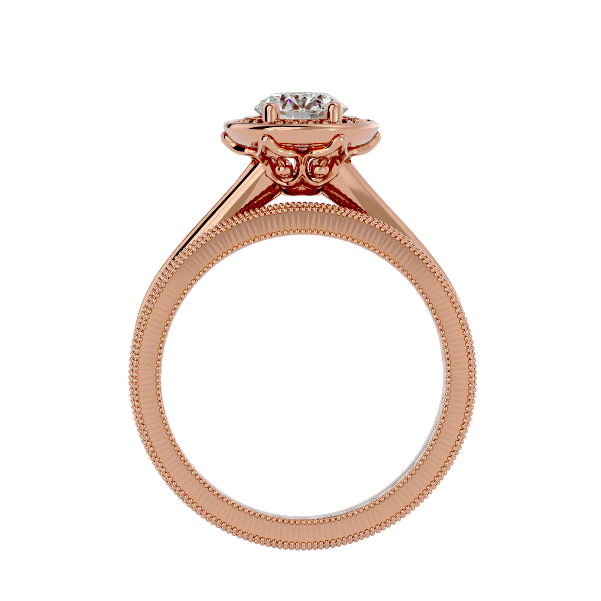 Solitaire Wedding Engagement Ring with Band 360 view 3D print model_7