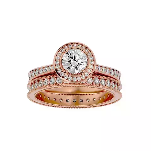 Solitaire Wedding Engagement Ring with Band 360 view 3D print model