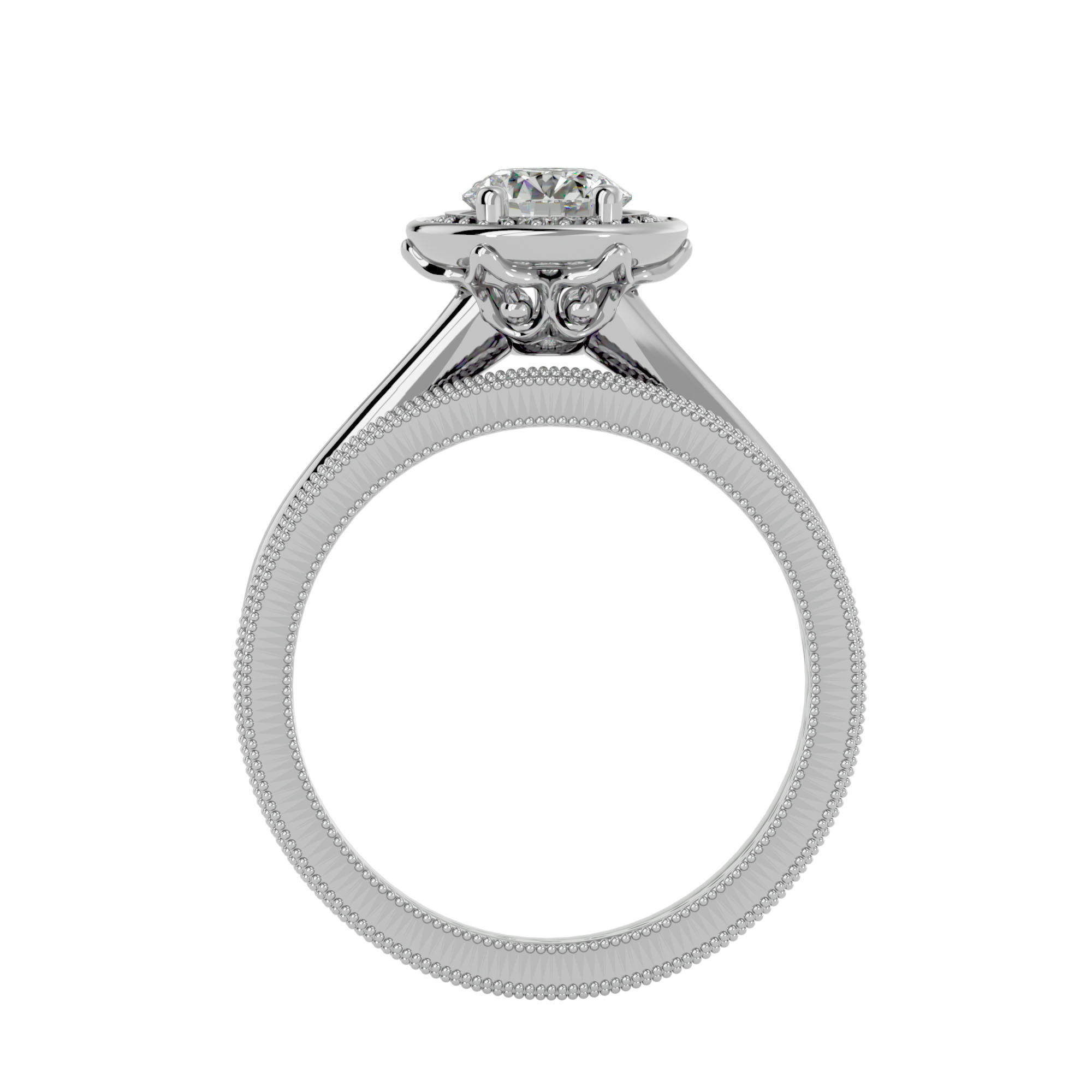 Solitaire Wedding Engagement Ring with Band 360 view 3D print model_5