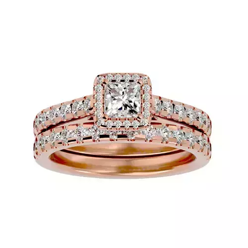 Solitaire Wedding Engagement Ring with Band 360 view 3D print model