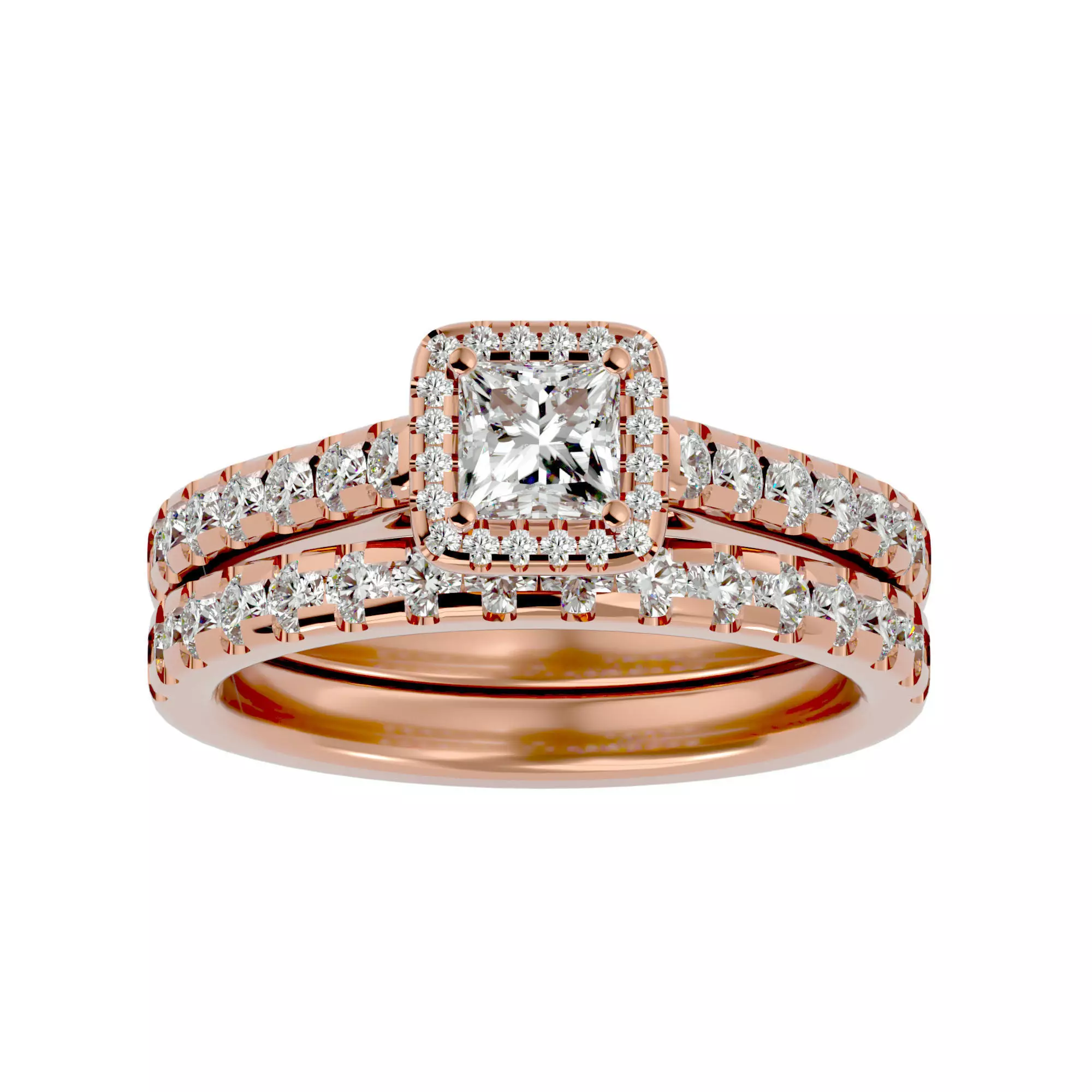 Solitaire Wedding Engagement Ring with Band 360 view 3D print model_0