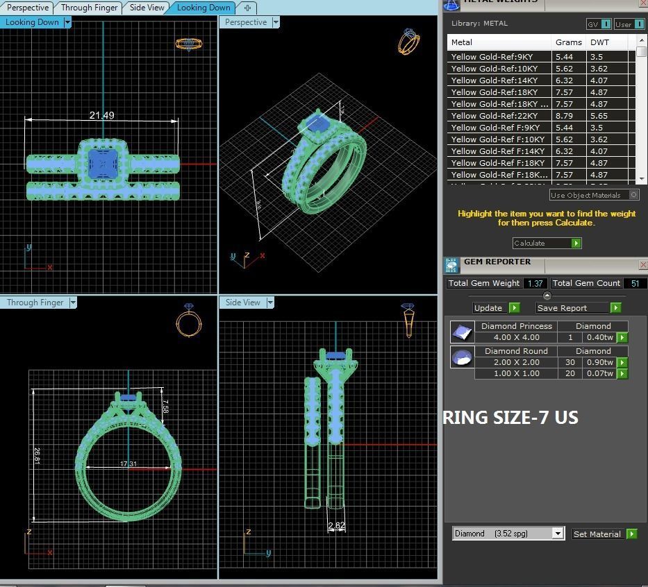 Solitaire Wedding Engagement Ring with Band 360 view 3D print model_4