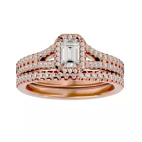 Solitaire Wedding Engagement Ring with Band 360 view 3D print model
