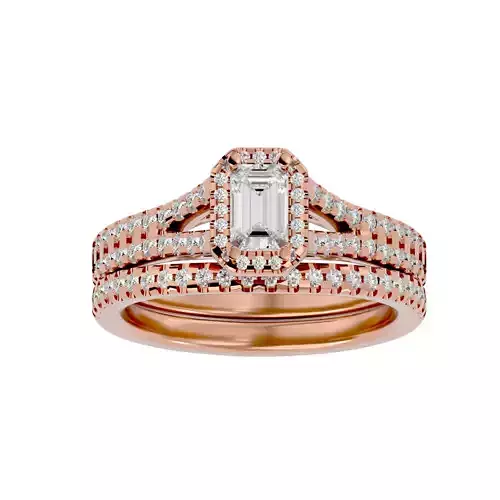 Solitaire Wedding Engagement Ring with Band 360 view 3D print model