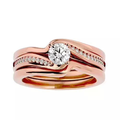 Solitaire Wedding Engagement Ring with Band 360 view 3D print model