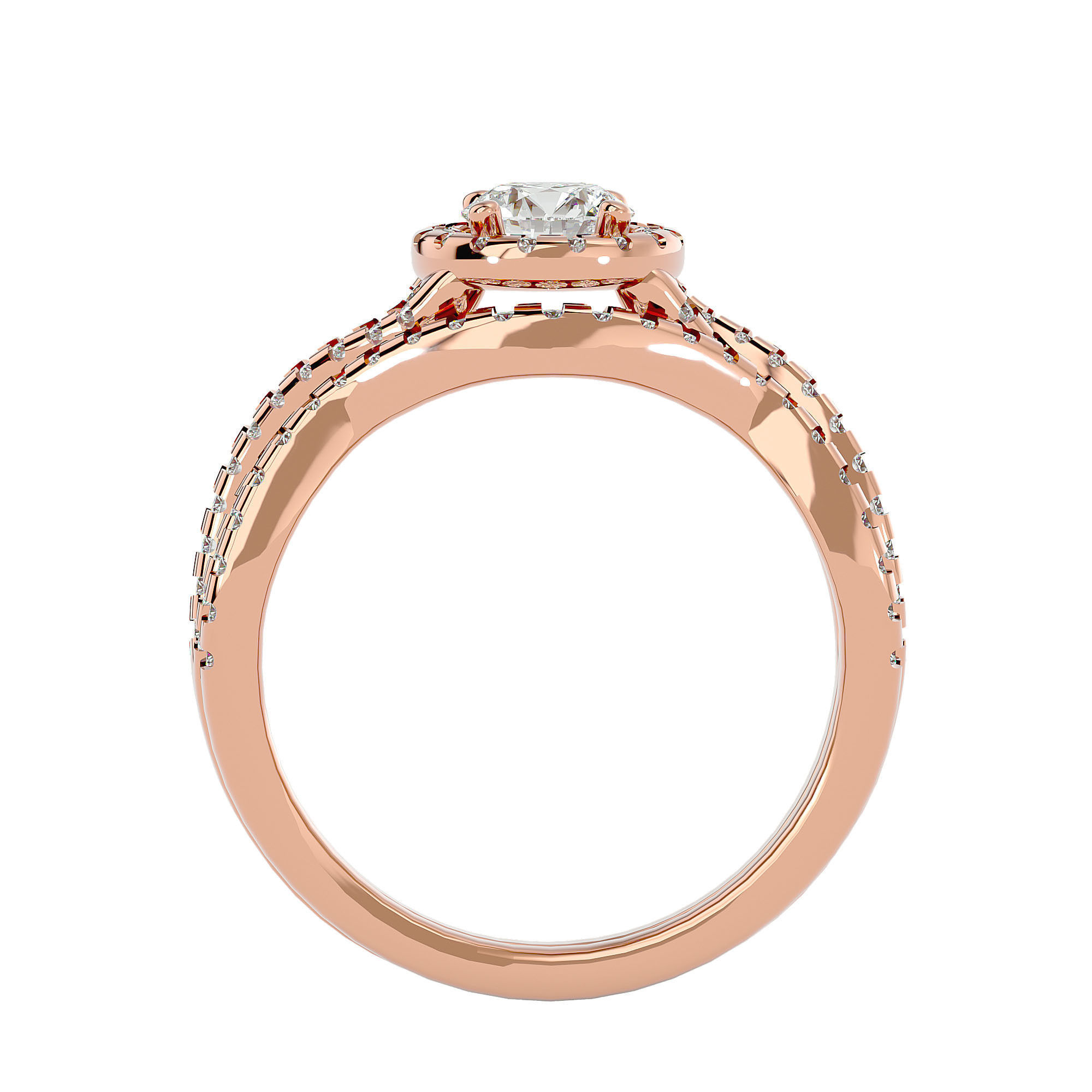 Solitaire Wedding Engagement Ring with Band 360 view 3D print model_6