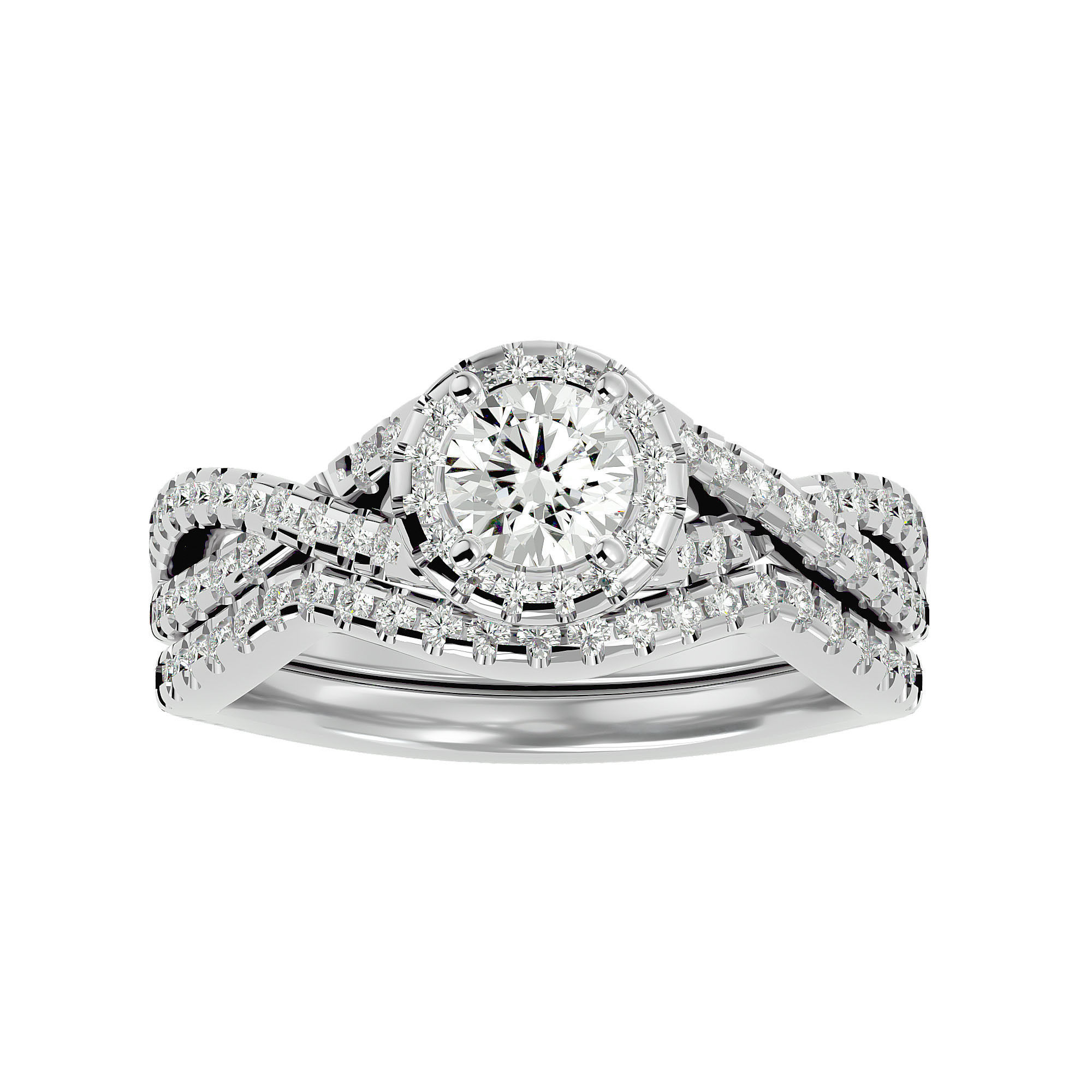 Solitaire Wedding Engagement Ring with Band 360 view 3D print model_3