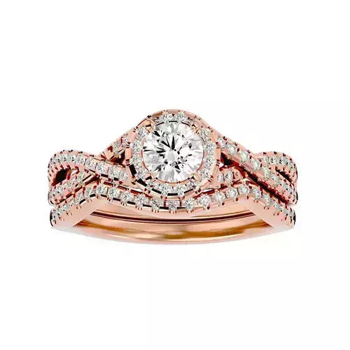 Solitaire Wedding Engagement Ring with Band 360 view 3D print model