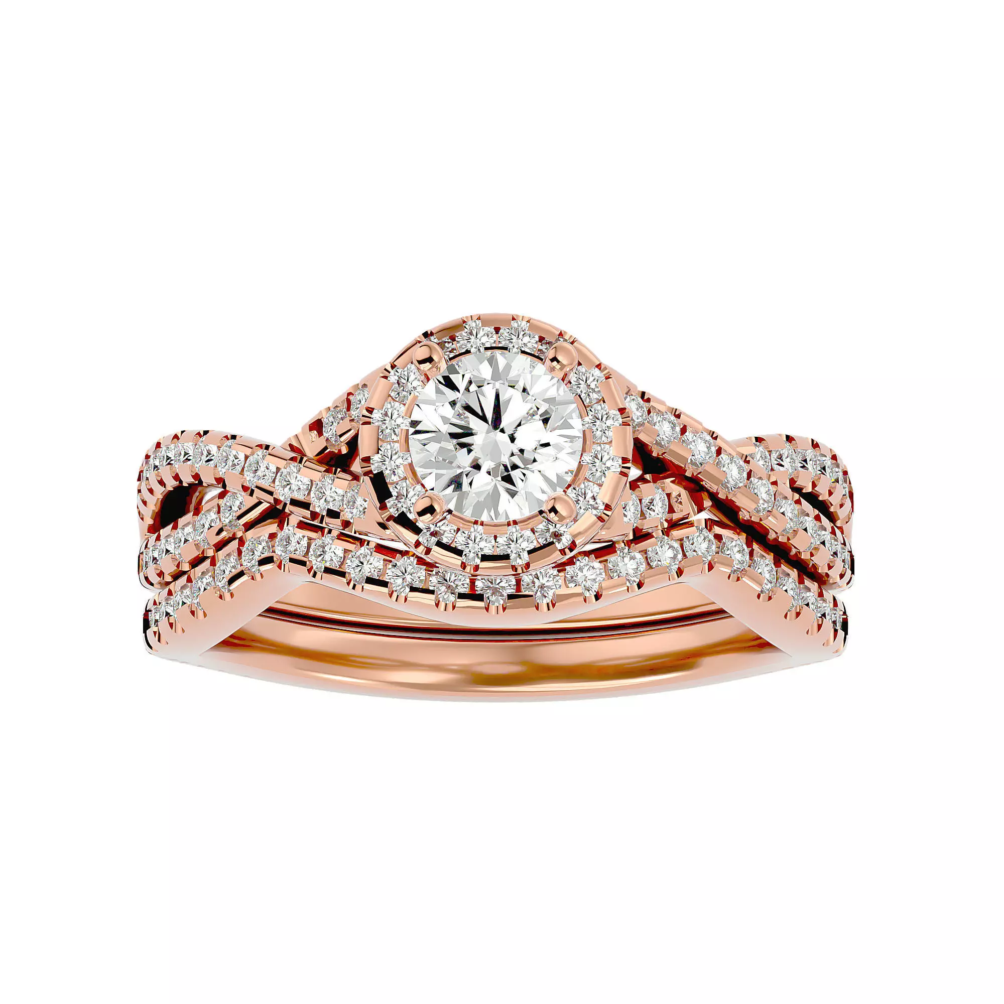 Solitaire Wedding Engagement Ring with Band 360 view 3D print model_0