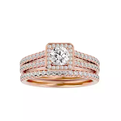 Solitaire Wedding Engagement Ring with Band 360 view 3D print model