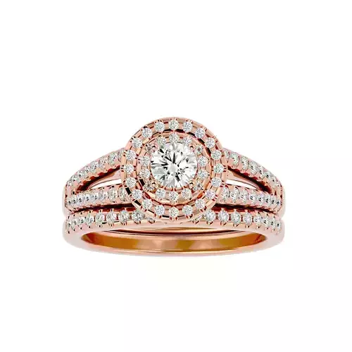 Solitaire Wedding  Engagement Ring with Band 360 view 3D print model