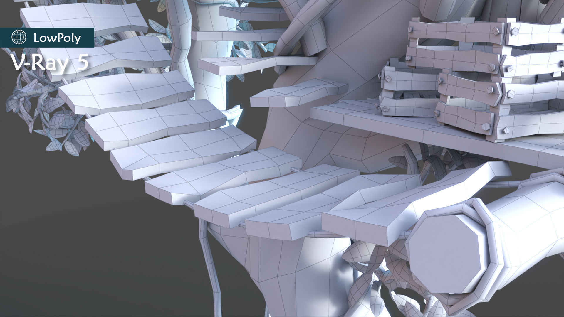 Subdivision LowPoly Fairy Treehouse Low-poly 3D model_17