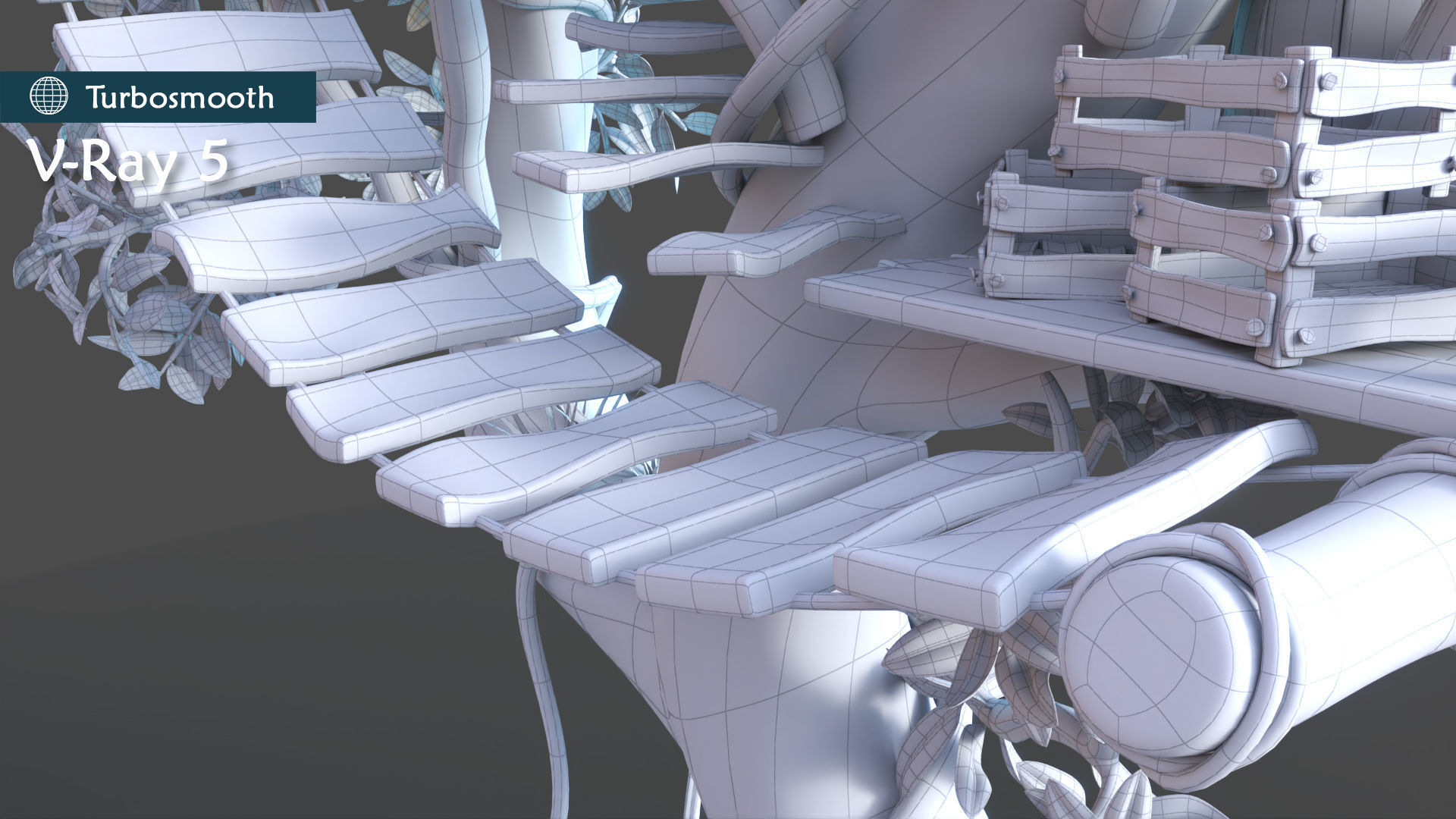 Subdivision LowPoly Fairy Treehouse Low-poly 3D model_18