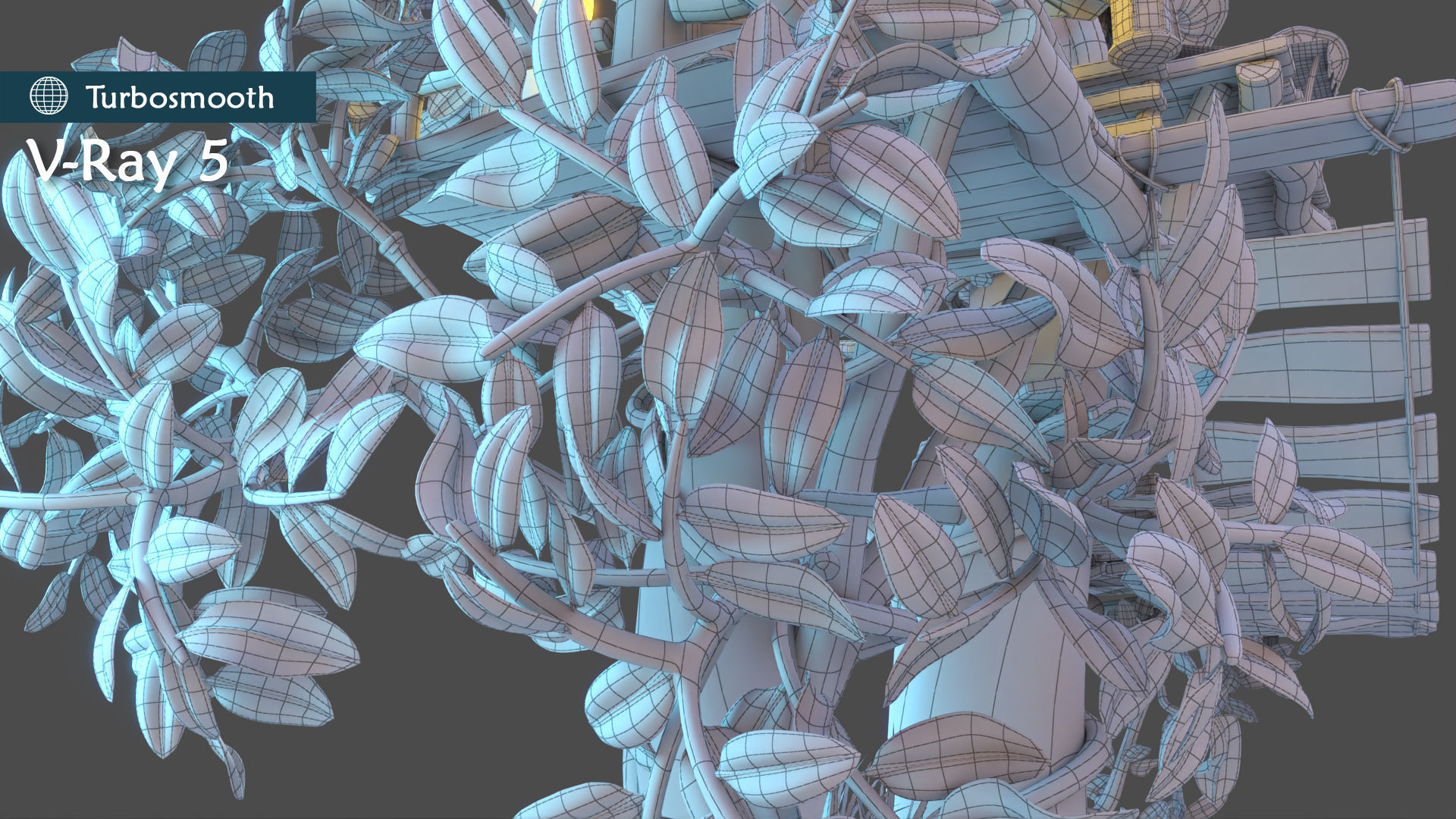 Subdivision LowPoly Fairy Treehouse Low-poly 3D model_9