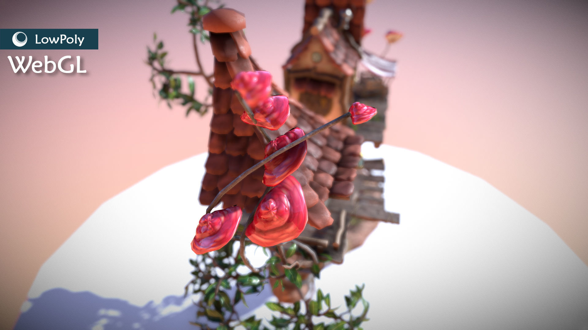 Subdivision LowPoly Fairy Treehouse Low-poly 3D model_32