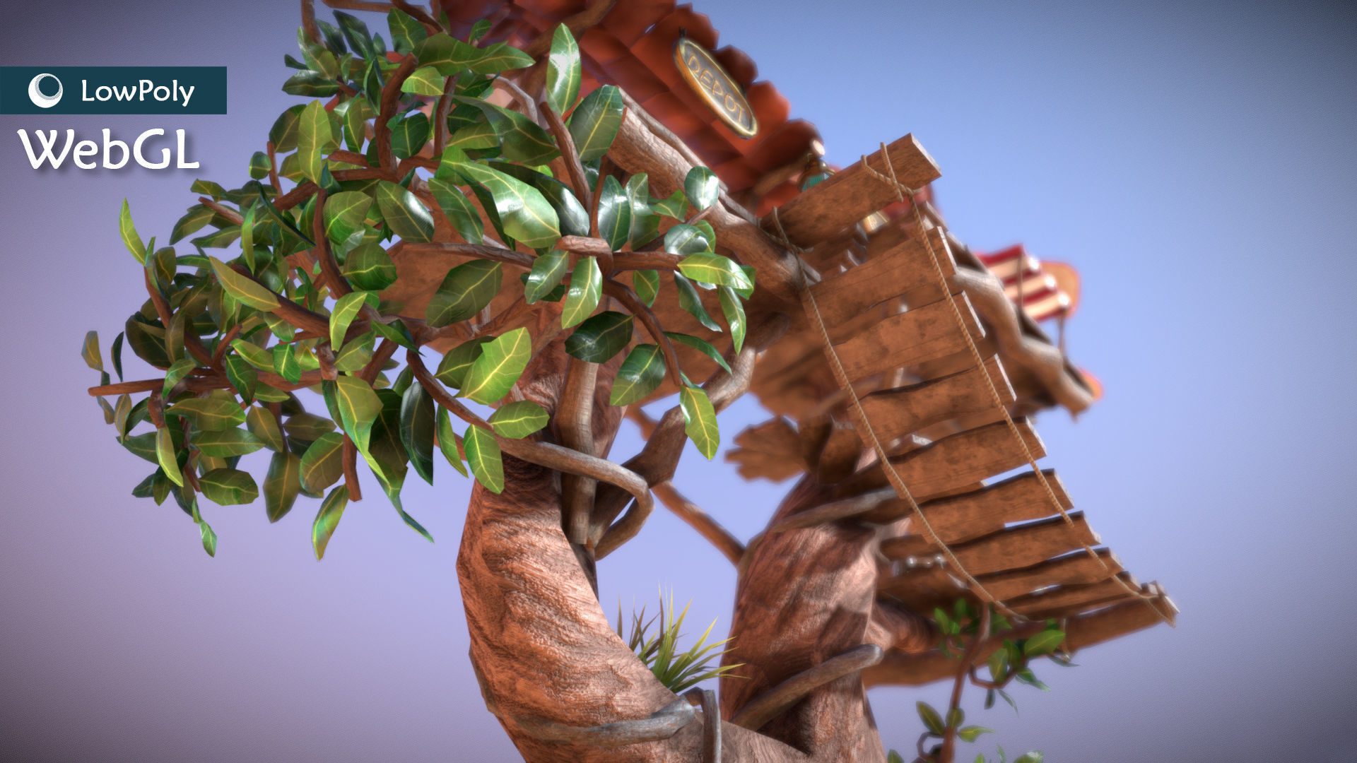 Subdivision LowPoly Fairy Treehouse Low-poly 3D model_34