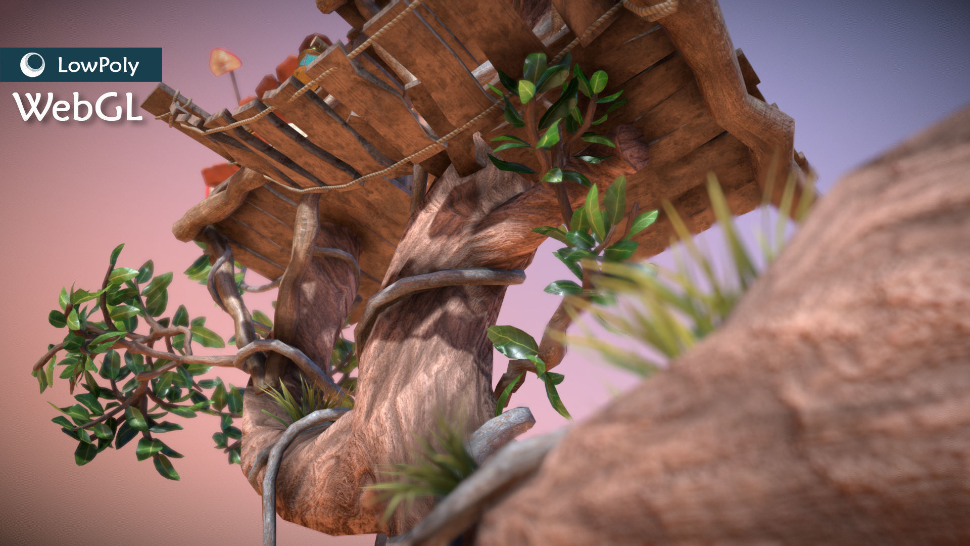 Subdivision LowPoly Fairy Treehouse Low-poly 3D model_30