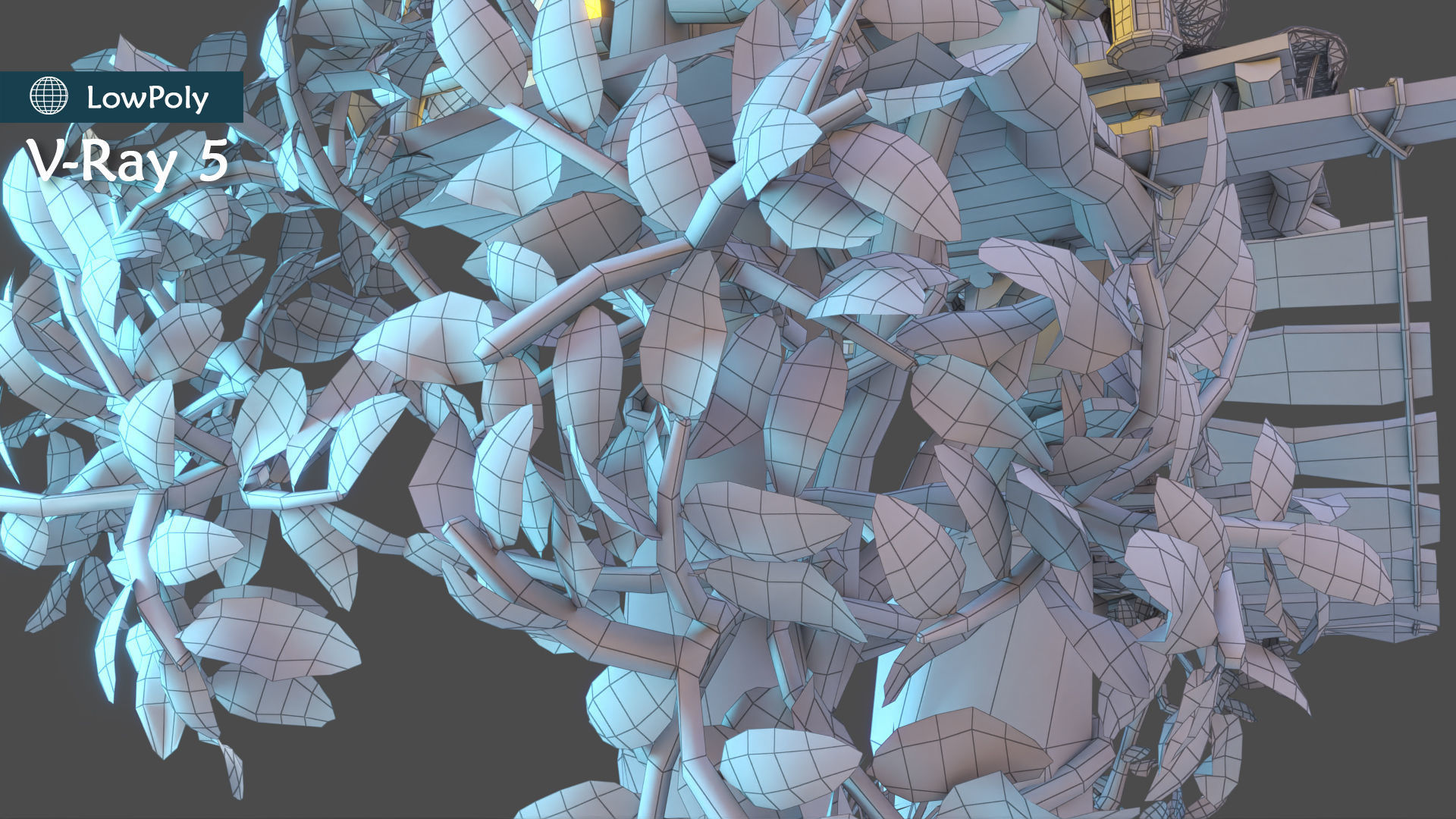 Subdivision LowPoly Fairy Treehouse Low-poly 3D model_10