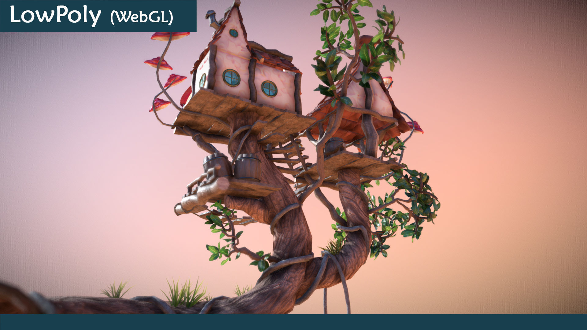 Subdivision LowPoly Fairy Treehouse Low-poly 3D model_27
