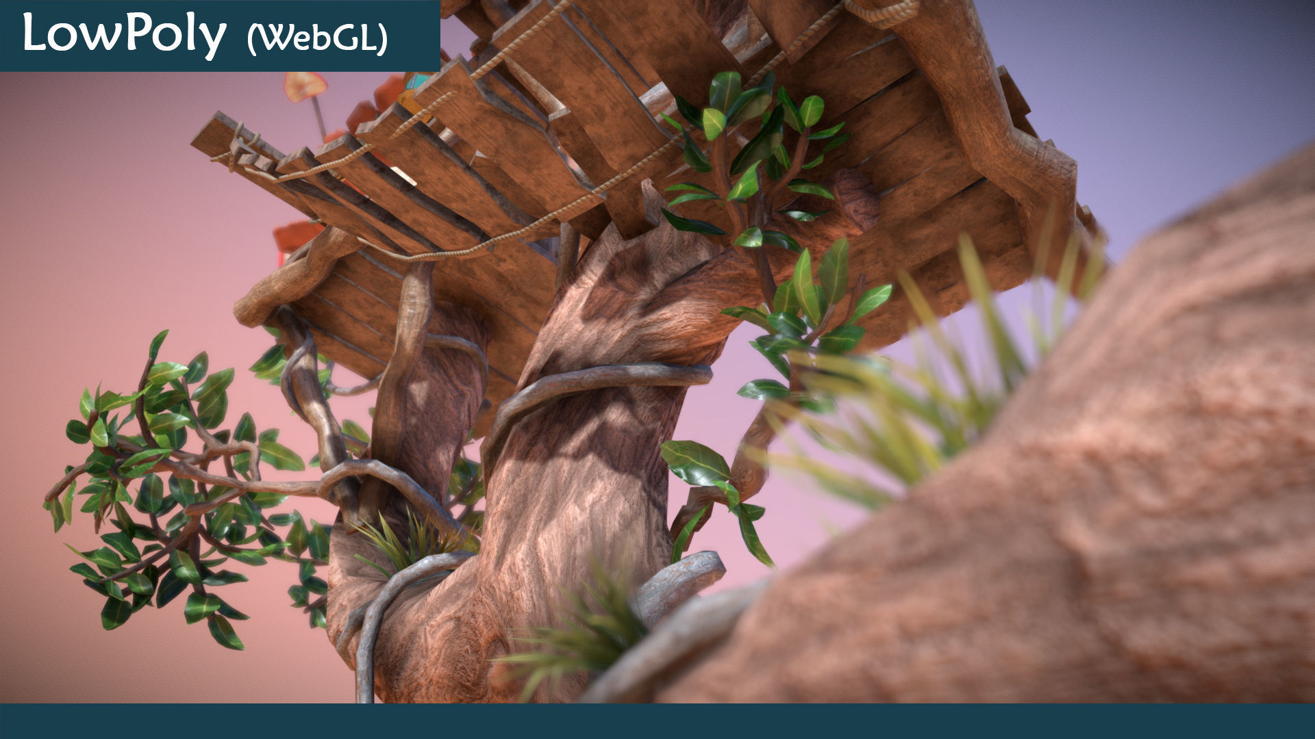 Subdivision LowPoly Fairy Treehouse Low-poly 3D model_23