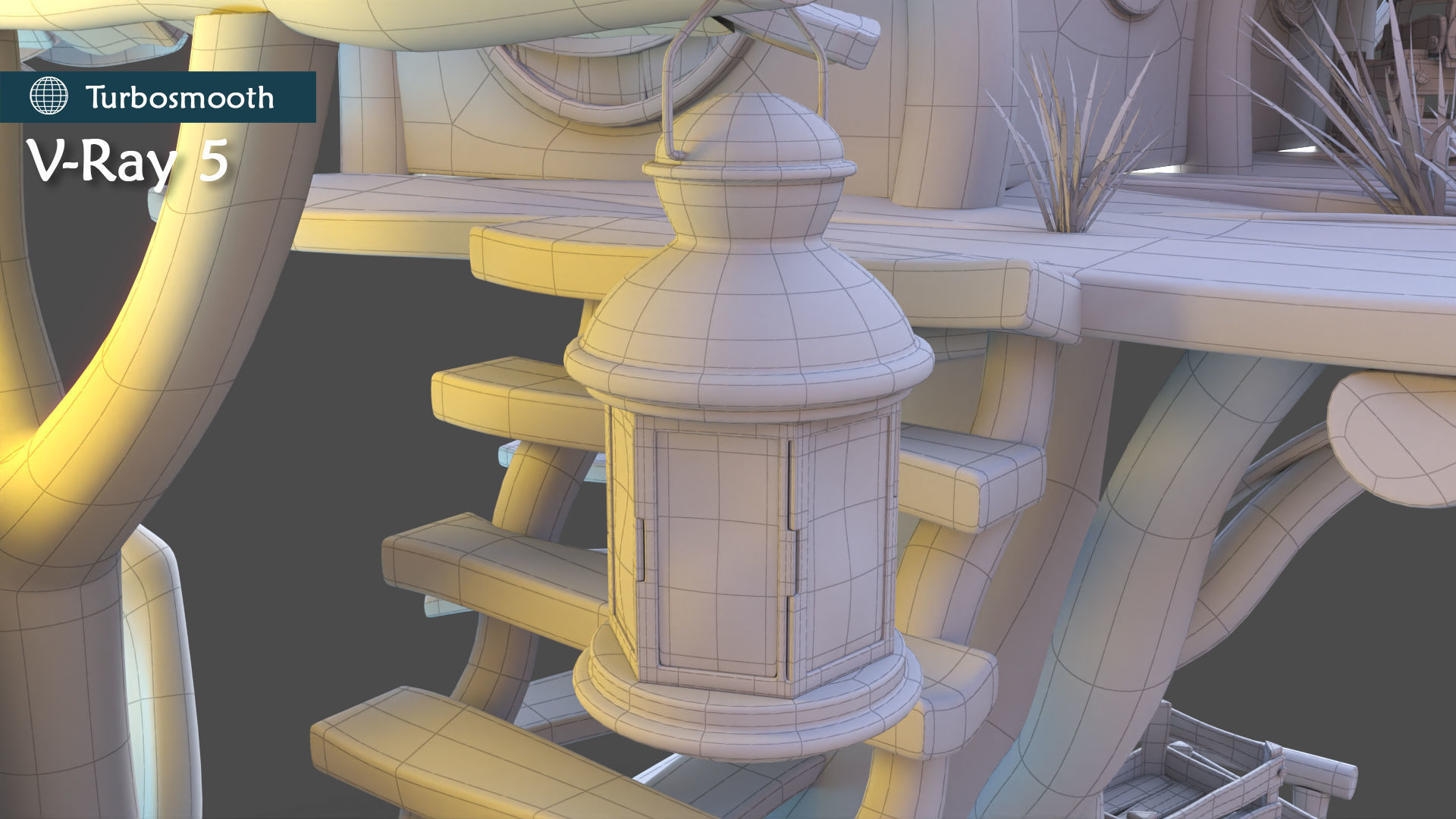 Subdivision LowPoly Fairy Treehouse Low-poly 3D model_20