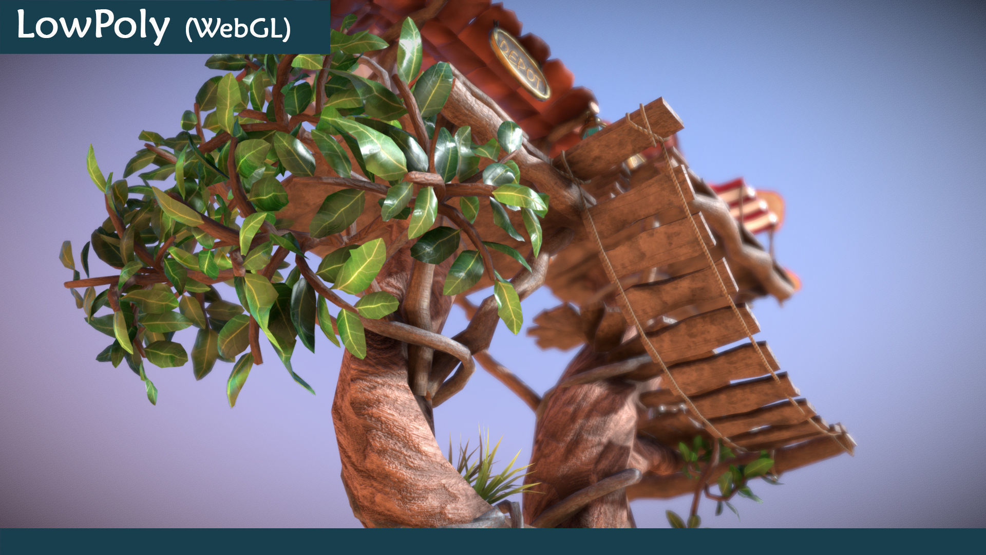 Subdivision LowPoly Fairy Treehouse Low-poly 3D model_22